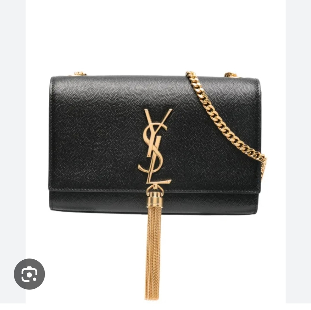 Saint Laurent Small KATE Black Shoulder Tassle Bag